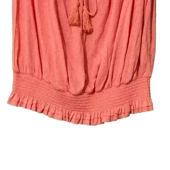 Free People Movement Linen Blend Blouse M Pink Off the Shoulder Tassels NWT - Picture 7 of 9